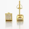 Kolczyki do kołków kwadratowych 5 mm dla kobiet mężczyzn Minimalistyczny mikro inkrustowany cyrkon błyszczący złoty kolor hiphopowy biżuteria
