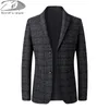 Herrdräkter 2024 Classic Fashion Blazers Men Business Suit Lattice Mönster koreansk version Plaid Male Slim Lapels Mens Jacket