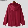 Męskie bluzy z kapturem Inderun Tops 2024 Style koreański mężczyźni luźne sylwetki design bluza swobodne modne solidne bluzy z kapturem z długim rękawem