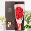 Fleurs de savon Fleurs décoratives rose artisanale Creative Design Valentin Day Gift 11pcs Simulation préservée Fleur Bouquet Boîte de mariage Décoration de la fête de mariage