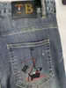 2024 designer jeans per jeans mens escursionistico pantalone strappato marchio di moda high street pantalones vaqueros para hombre ricamo motociclistico