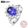 Anelli AAA+ 925 Gioielli in argento sterling all'ingrosso Classico Blue Red Stone 4,4 ct Anelli di tanzanite naturale per donne dimensioni 925 gioielli fine