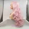 Высококачественные модные парики парики онлайн -магазин Qingdao xiwei Температура шелковое химическое волокно парик розовый большой волна длинные вьющиеся волосы
