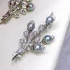 Jewelry Natural Seawater Akoya Gray Blue Baroque Pearl Brooch Fashionable Flower Bud Full of Diamonds Zircon Temperament Style Corsage