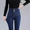 Frauen Jeans Fleece Denim Hosen hohe taillierte lose Mode Winter warme Hosen geradees Beinarbeit tragen Kleidung