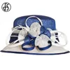 FS British Blue White Sinamay Wedding Hat For Women Church Elegant Flower Wide Brim Fedoras Linen 240401