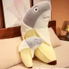 Poppen schattige transformatie Shark Banaan pluche speelgoed gevuld Kawaii Shark Doll Animal Pillow Soft Cartoon Cushion Kids Girls Kerstcadeau