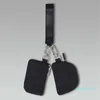 Keychains Lanyards Designer merk metaal met een dubbele zak polsbekel pochette dubbele riem waterdichte mini yoga tas afneembare sleutelketen