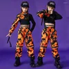 Scene Wear Kids Jazz Hip-Hop Dance Performance Costume Camouflage Sleeves Pants Girls Outfit Rave Modern Street BL7440