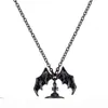 Drottning Mor Demon Evil Titanium Black Wings Diamond Saturn Necklace Super Cool Punk Bat212m