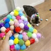 Cat Toys Interactive Training Creative Kittens Mini Pompoms Games Stretch Plush Ball levererar husdjurstillbehör Y240410