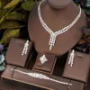 Necklaces Janekelly 4pcs Bridal Zirconia Full Jewelry Sets For Women Party, Luxury Dubai Nigeria CZ Crystal Wedding necklace sets