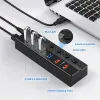 Hubs USB3.0 Hub With 12V Power Adapter Supply HUB 3 0 Usb Charger Splitter Extension Switch QC 3.0 Faster Charging PC Accessories