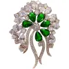 Smycken broscher för kvinnor lyx skapade smaragd kubik zirkoniumkorsage elegant temperament brud bröllop stift tillbehör fina smycken