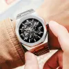 Watches FORSINING New Automatic Mechanical Men Wristwatch Military Army Sport Male Clock Top Brand Luxury Silver Skeleton Man Watch 8198