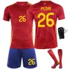 Conjuntos de futebol/trajes de tracksuits da camisa da Copa Espanhola Número 9, Gavi 26, Pedri 7, Morata 16, Rodriguez Set