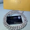 18 mm hoogwaardige luxe mode ketting buste naar beneden Iced Moissanite Silver Miami Cuban Link Chain Men