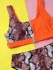 Kobiety stroje kąpielowe 2024 Orange Leopard Print Bikini Tankini 2-częściowy strój kąpielowy Wasit For Women Patchwork Summer Beach Bathing Suit