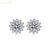 Stud-oorbellen Jecirkon 925 Sterling Silver Moissanite voor vrouwen 0,5/1 karaat D kleur zon bloem oorbuien trend all-match fijne sieraden