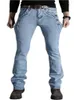 Jeans para mujeres Pantalones acampanados de alta calidad de botón de pierna recta para hombres de alta calidad