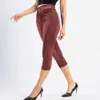 سراويل نسائية Capris Womens 3/4 سراويل غير رسمية رفع الورك مرنة السراويل نسائية رفع الورك مرنة السراويل Y240422