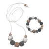 Collier de dentition en silicone et bracelet Set Food Grade Merde Collier Perles en bois bio pour petites filles ZZ