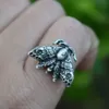 Sanlan 12pcs Deaths Head Skull Moth Ring Butterfly Rings Ajustável Presente de Natal 240420