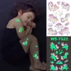 Lichinige nachttattoo -stickers voor kinderen Unicorn Stars Tijdelijke waterdichte tatto body art Kid Halloween Cartoon Fake Tatoo 240408