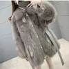 Kvinnors päls elegant lady coat vinter faux högkvalitativ koreansk stil mode varm spetsjacka