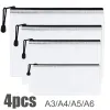 Sacchi da 4pcs cartella di stoccaggio file di cartelle magazzina con cerniera A3 A4 A5 A6 File con zip Documento File Zear Sturbh Office Forniture Borse per il trucco