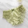 Calcinha feminina de babados sexy renda hollow cuecas transparentes lingerie cuecas malha