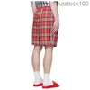 High End Buurberlyes kostium dla kobiet mężczyzn mężczyzn w szachownicy Kaptew Firble Red Sticky Fibre Shorts Starszy marka Casual Summer Designer Shorts