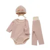 Spädbarnskläder för babyflickor pojkar kläder sätter ny höst vinter nyfödda kläder bodysuit rompers byxor hatt outfits baby dräkt zz