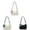 PLAID Underarm Bag Storage Bag Pleated Space Cott axelväska Solid Color Fr Pendant Bubble Handväska Girls Y6W9#