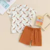 Kleidungssets TREGREN TODDDLER BAMEN Jungen Gentleman Outfit Cartoon Giraffe Print Kurzärärmische Knopf Hemd Tops und Shorts Set für formelle Verschleiß