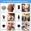 Men Grooming Kit 9 Cutter Floating Head Electric Razor Multifunction Shavers USB Rechargeable WetDry 6 In 1 Bald 240410