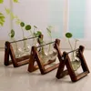 Vases Wooden Pot Home Desktop Creative Bonsai Stand Plant Container Glass Hydroponic Vase Flower Bulb Tabletop Planter Decor