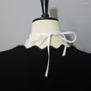 Bow Ties Women Victorian Ruffled Faux Collar Shawl Layered Neck Ruff Choker H9ED