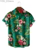 Men's Shirts Tropical Flower Social Retro Plus Size Mens T-shirt 3D Haian Short sleeved Shirt Summer Top Camisas yq240422