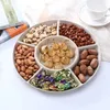 6-Compartment Round Food Storage Tray Dried Fruit Snack Plate Appetizer Serving Platter for Kitchen Party Candy Pastry Nuts Dish