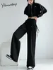 Women's Pants Yitimuceng Cargo Women 2024 Summer Fashion Thin More Than One Pocket Loose Chic Casual High Waist Wide Leg