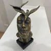 NORTHEUINS Resin Bird Figure Mask Figurines Vintage Golden Man Art Statue Office Tabletop Home Bedroom Decor Accessories Objects 240416