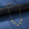 Chains Simple Personality Star Moon Girl Necklace Stainless Steel Metallic Feeling Sweet Romantic Style Woman Mom Collarbone Chain