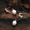 Kolczyki 925 srebrne srebrne słodkowodne perłowe kolczyki dla kobiet mody geometryczne nieregularne kolczyki z frędzlami biżuteria ślubna