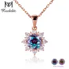 Necklaces Kuololit 585 Rose Gold 2CT Natural Alexandrite Gemstone Pendant For Women Solid 925 Sterling Silver Lab Grown Gemstone Necklace