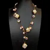 Kkgem Natural Natural Cultired Cultired White Keshi Pearl Perle Purle Purple Murano Glass Chain Pearl Y-Drop Collier 240411