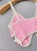 Serbatoi da donna dolce e piccante sexy 2024 in stile vacanza primaverile canova a maglia rosa