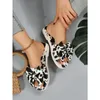 Casual schoenen 2024 mode luipaard print dames slippers slippers zomer plat buiten wandelende vrouwen zapatosfemale te koop