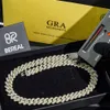 Niestandardowe mrożone 925 Sterling Silver Moissanite Diamond Miami Cuban Cuban łańcuch 18K Złoty Hip Hop Naszyjnik Biżuteria Męska Łańcuch Link Cuban Link