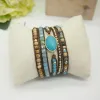 Strands Creative New Design Natural Druzy Stone Bead 5 Laps Statement Boho Crystal Bracelet Jewelry